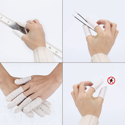 Fingerlinge Klein 300 Stück – Weiße Einweg-Fingerkappen aus Gummi für verletzte Finger, rissige Finger, Sport