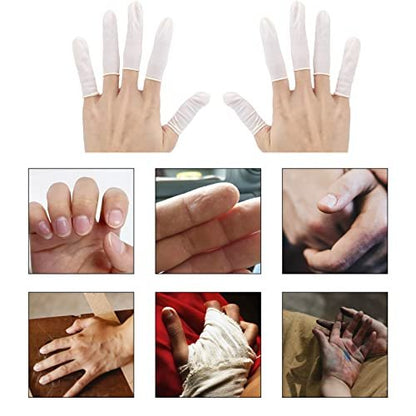 Fingerlinge Klein 300 Stück – Weiße Einweg-Fingerkappen aus Gummi für verletzte Finger, rissige Finger, Sport