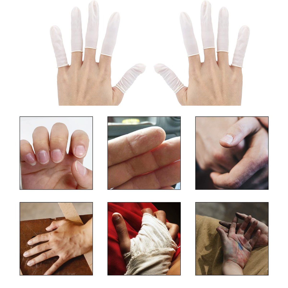 Fingerlinge Klein 300 Stück – Weiße Einweg-Fingerkappen aus Gummi für verletzte Finger, rissige Finger, Sport