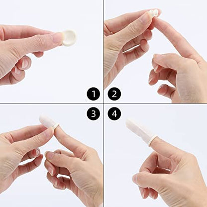 Fingerlinge Klein 300 Stück – Weiße Einweg-Fingerkappen aus Gummi für verletzte Finger, rissige Finger, Sport