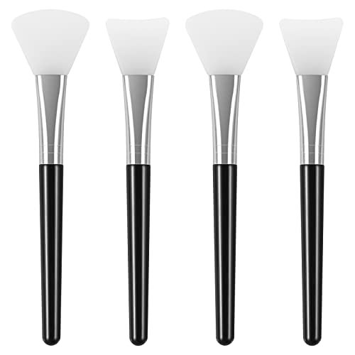 tifanso 4-teiliges Silikon-Gesichtsmasken-Pinsel-Set, flexible Silikonbürsten für Gesichtsmasken, Tonerde, DIY-Masken, Körperlotion, BB-Creme (Schwarz)
