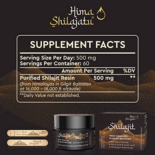 Hima Shilajatu Shilajit – Reinigstes Himalaya Bio Shilajit Harz, Goldqualität, 100% Reinheit, mit Fulvinsäure & 85+ Spurenemineralien, 30 g (2 Monate Vorrat)