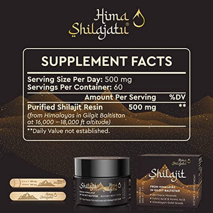 Hima Shilajatu Shilajit – Reinigstes Himalaya Bio Shilajit Harz, Goldqualität, 100% Reinheit, mit Fulvinsäure & 85+ Spurenemineralien, 30 g (2 Monate Vorrat)