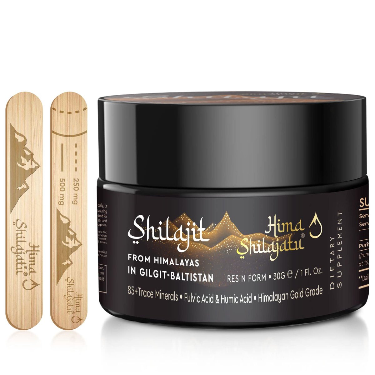 Hima Shilajatu Shilajit – Reinigstes Himalaya Bio Shilajit Harz, Goldqualität, 100% Reinheit, mit Fulvinsäure & 85+ Spurenemineralien, 30 g (2 Monate Vorrat)