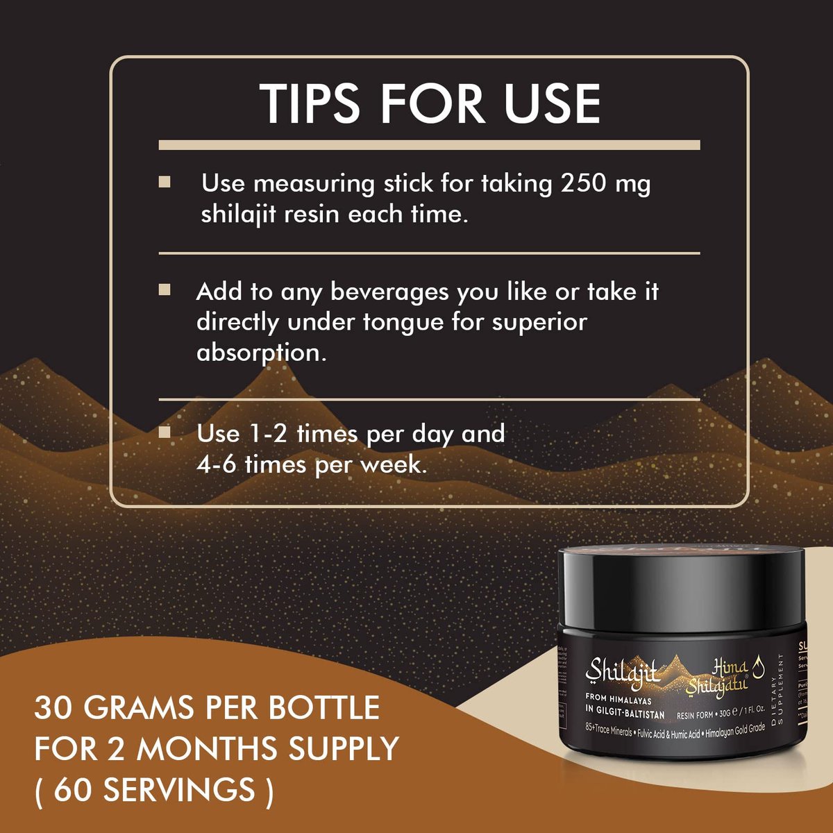 Hima Shilajatu Shilajit – Reinigstes Himalaya Bio Shilajit Harz, Goldqualität, 100% Reinheit, mit Fulvinsäure & 85+ Spurenemineralien, 30 g (2 Monate Vorrat)