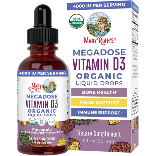 MARYRUTH'S Vitamin D3 Liquid Drops | Megadosis 4000 IE | USDA Bio Flüssiges Vitamin D Spray für Erwachsene & Kinder | Immunsystem & Knochengesundheit | Vegan | Glutenfrei | Nicht-GVO | 30 Portionen
