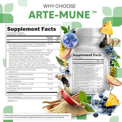 Clean Nutraceuticals Artemisinin Quercetin Zink Mullein Chinin Nahrungsergänzung mit Seemoos Bromelain Ashwagandha Wurzel Brennnesselblatt Blasentang Klettenwurzel Monolaurin Kolostrum Rutin