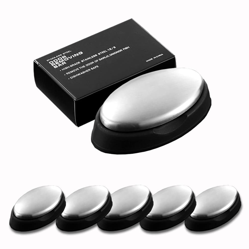 WondMall 5er-Pack Edelstahl-Seife – Metallseife zur Geruchsentfernung von Zwiebel, Knoblauch und Fisch