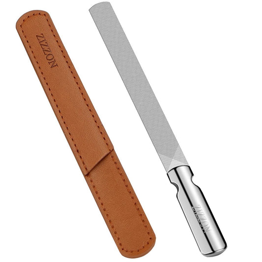 ZIZZON Professionelle Edelstahl-Nagelfeile Doppelseitig für Damen und Herren, Wiederverwendbare Manikürefeile für Natürliche Nägel, Ideal für Zuhause, Salon oder Reise