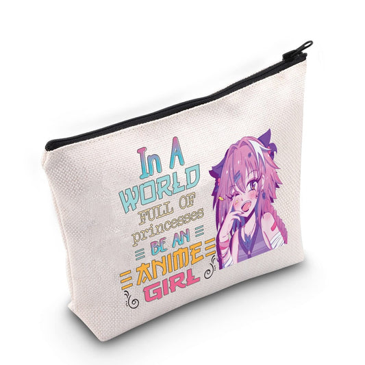 WZMPA Anime Girl Kosmetiktasche – Make-up Tasche mit Anime-Motiv für Fans – In einer Welt voller Prinzessinnen, sei ein Anime-Mädchen