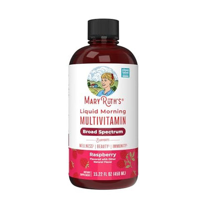 MARYRUTH'S Flüssiges Multivitamin für Frauen, Männer & Kinder | Vitamin A C D E B6 B12 Biotin Zink | Immunsystem | Energiestoffwechsel | 15+ Nährstoffe | Vegan | Ohne Gentechnik | Glutenfrei | Zuckerfrei | 15 Portionen