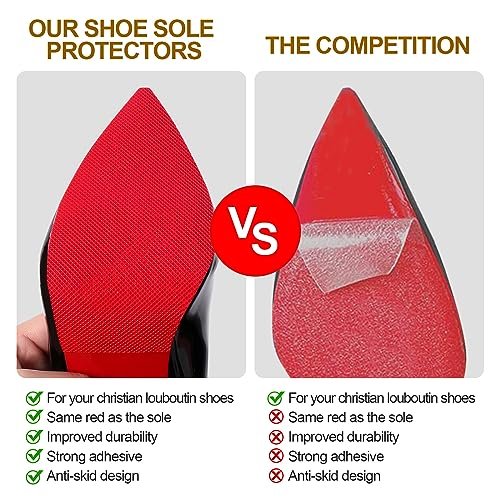 Ashoesert Rote Sohlenschutz für High Heels, Antirutsch-Schutzfolie für Schuhsohlen, kompatibel mit Christian Louboutin Schuhen – 2 Paar (15,2 cm × 10,2 cm, Rot)