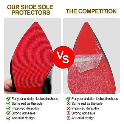 Ashoesert Rote Sohlenschutz für High Heels, Antirutsch-Schutzfolie für Schuhsohlen, kompatibel mit Christian Louboutin Schuhen – 2 Paar (15,2 cm × 10,2 cm, Rot)