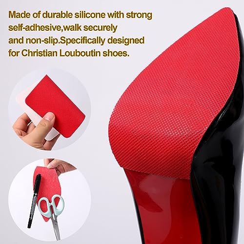 Ashoesert Rote Sohlenschutz für High Heels, Antirutsch-Schutzfolie für Schuhsohlen, kompatibel mit Christian Louboutin Schuhen – 2 Paar (15,2 cm × 10,2 cm, Rot)