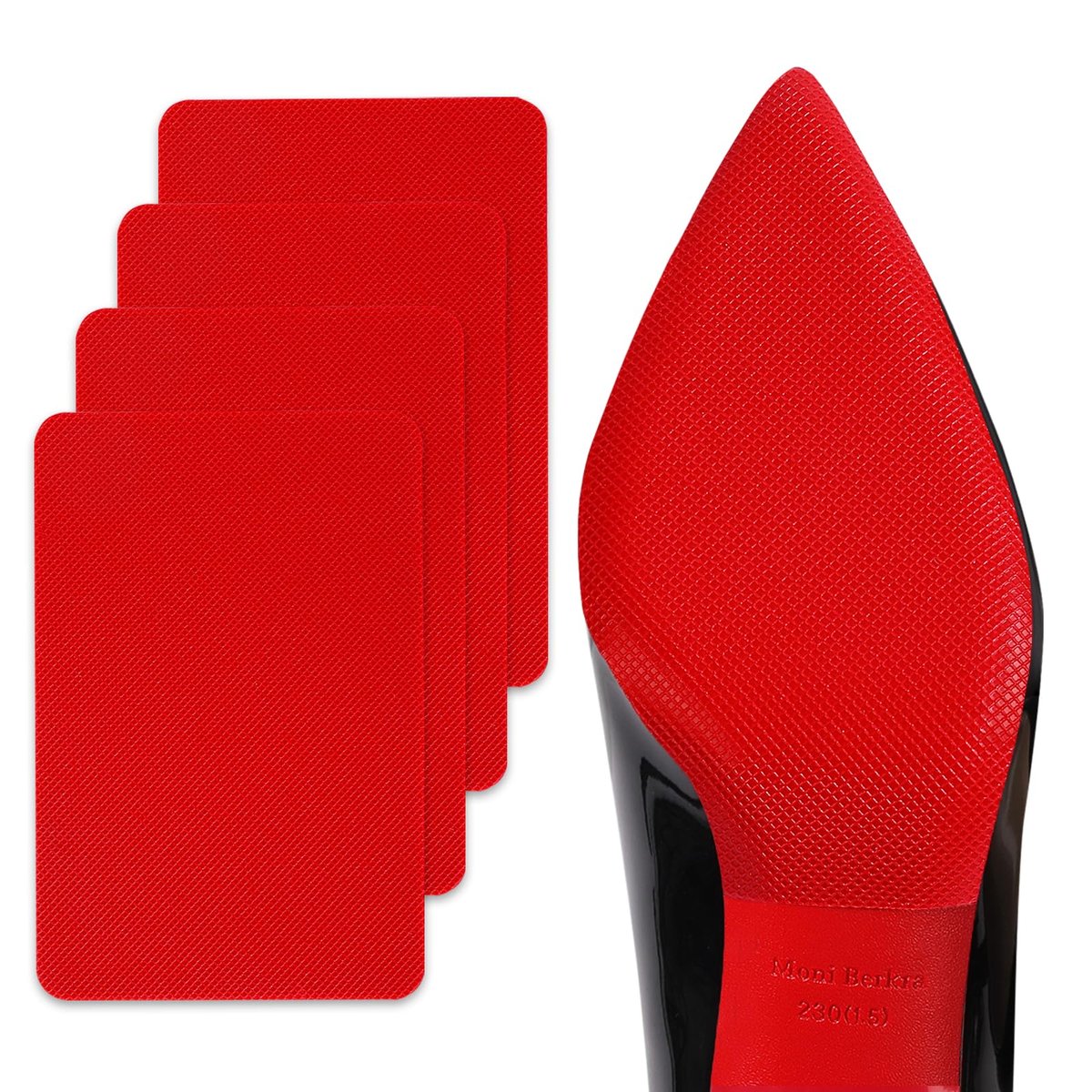 Ashoesert Rote Sohlenschutz für High Heels, Antirutsch-Schutzfolie für Schuhsohlen, kompatibel mit Christian Louboutin Schuhen – 2 Paar (15,2 cm × 10,2 cm, Rot)