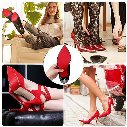 Ashoesert Rote Sohlenschutz für High Heels, Antirutsch-Schutzfolie für Schuhsohlen, kompatibel mit Christian Louboutin Schuhen – 2 Paar (15,2 cm × 10,2 cm, Rot)