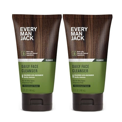 Every Man Jack Hydratisierendes Gesichtswaschgel für Männer mit Hyaluronsäure & Niacinamid – Entfernt sanft Schmutz und Öl, belebt trockene, stumpfe Haut – 5 fl oz (2er-Pack)