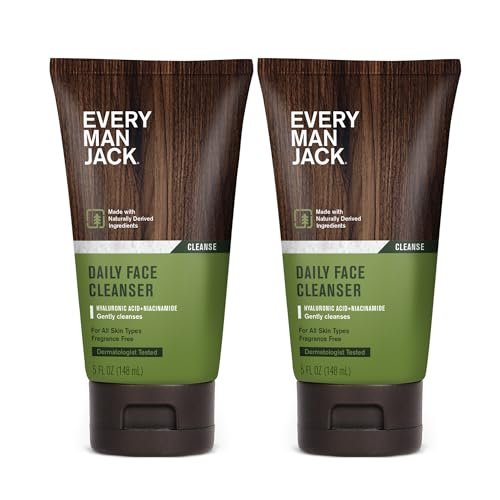 Every Man Jack Hydratisierendes Gesichtswaschgel für Männer mit Hyaluronsäure & Niacinamid – Entfernt sanft Schmutz und Öl, belebt trockene, stumpfe Haut – 5 fl oz (2er-Pack)