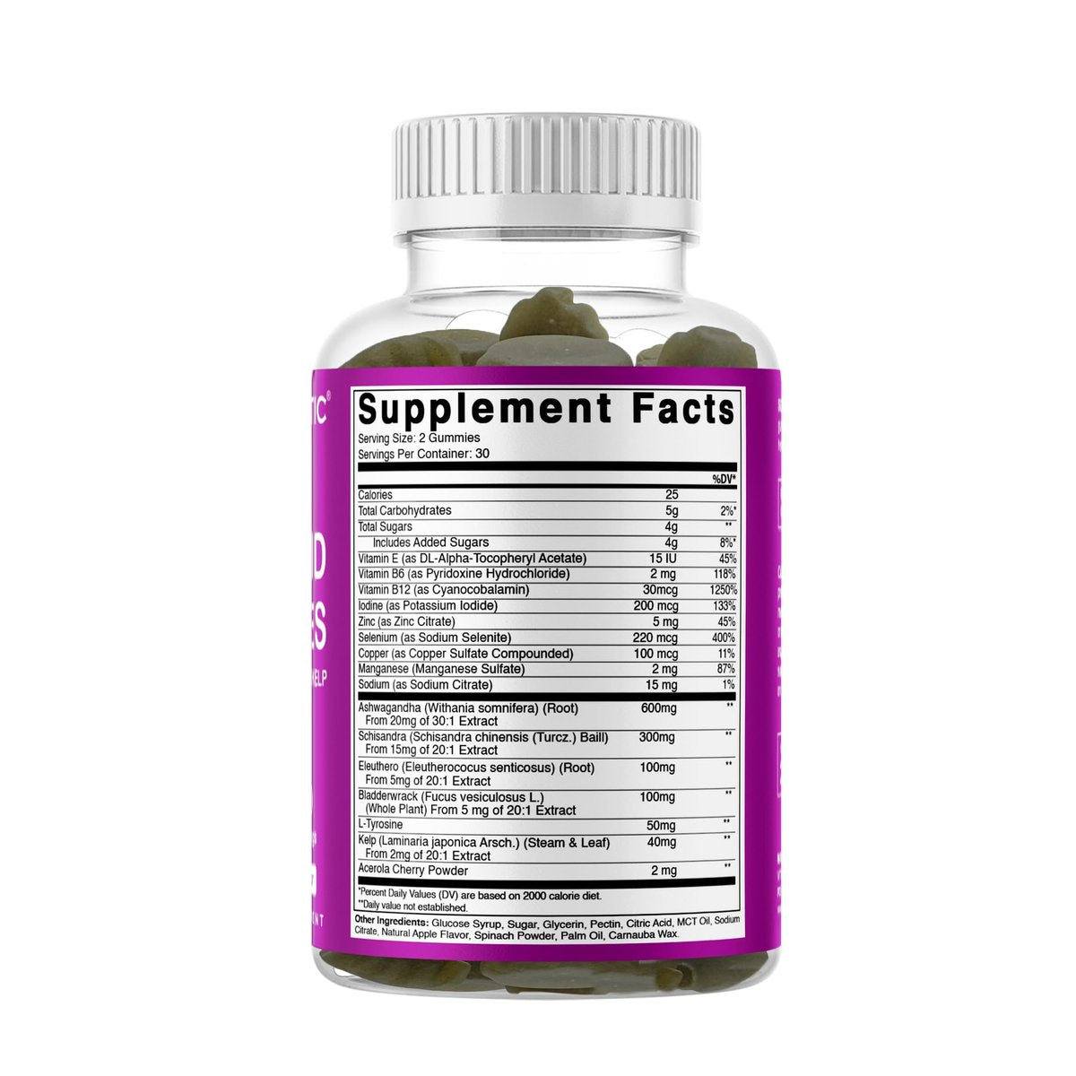 Vitamatic Vegan Thyroid Support Gummies mit Jod & Kelp – 60 Stück – Steigern Sie Ihre Energie und verbessern Sie Ihren Stoffwechsel – Pflanzlich