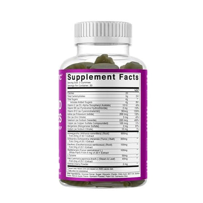 Vitamatic Vegan Thyroid Support Gummies mit Jod & Kelp – 60 Stück – Steigern Sie Ihre Energie und verbessern Sie Ihren Stoffwechsel – Pflanzlich