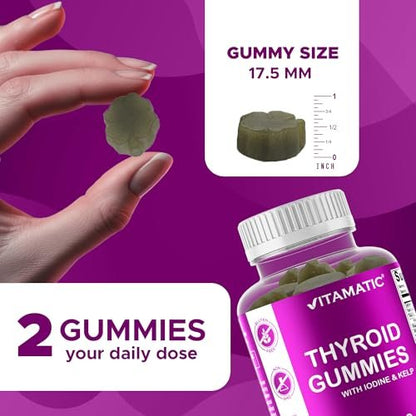 Vitamatic Vegan Thyroid Support Gummies mit Jod & Kelp – 60 Stück – Steigern Sie Ihre Energie und verbessern Sie Ihren Stoffwechsel – Pflanzlich