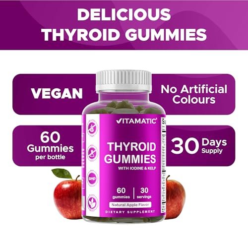 Vitamatic Vegan Thyroid Support Gummies mit Jod & Kelp – 60 Stück – Steigern Sie Ihre Energie und verbessern Sie Ihren Stoffwechsel – Pflanzlich