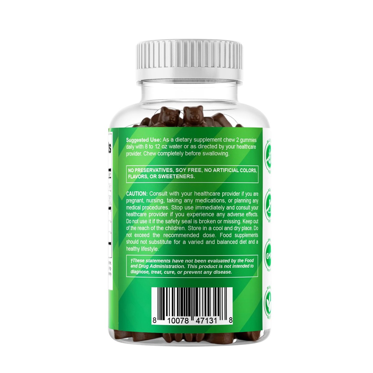 Vitamatic Irish Sea Moss Gummies mit Bladderwrack & Klettenwurzel – Pflanzliches Nahrungsergänzungsmittel – Vegan, Nicht-GVO – 60 Stück