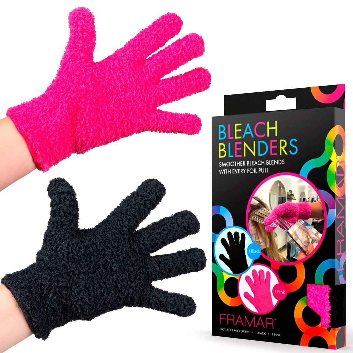 FRAMAR Bleichmittel-Mikrofasergloves für Haarfarbe – Haarfarbe-Handschuhe, Mikrofasermitt zur Reinigung, Friseur-Essentials, Friseurbedarf, Extra saugfähig bei Bleichmittel – 2er-Pack