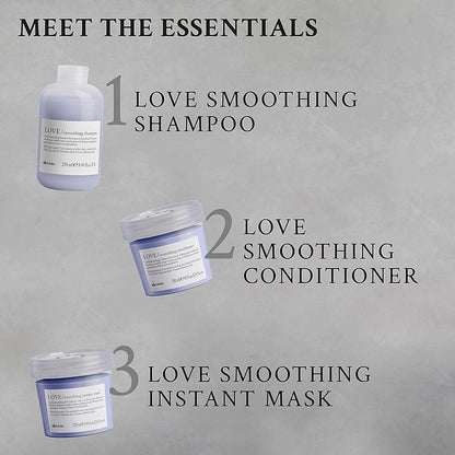 Davines LOVE Glättendes Shampoo – Anti-Frizz, sanfte Reinigung für welliges, widerspenstiges und grobes Haar – für Glanz, Geschmeidigkeit und einen glatten Look mit Olivenextrakt, 250 ml