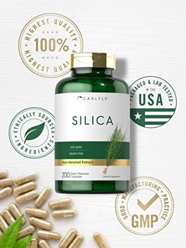 Carlyle Silica Kapseln – 200 Stück | Aus Schachtelhalm Extrakt | Nicht-GVO & Glutenfrei