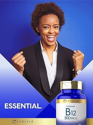 Carlyle Vitamin B-12 500 mcg – 300 Tabletten – Vegetarisch, Nicht-GVO, Glutenfrei