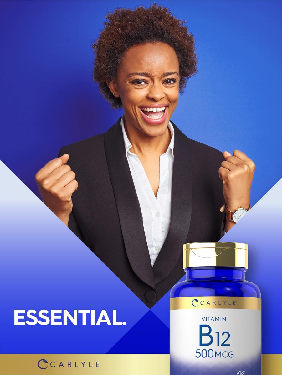 Carlyle Vitamin B-12 500 mcg – 300 Tabletten – Vegetarisch, Nicht-GVO, Glutenfrei
