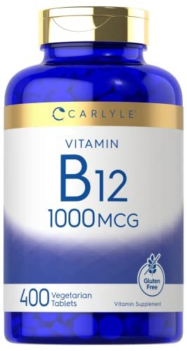 Carlyle Vitamin B12 1000 mcg | 400 Tabletten | Vegetarisches, Nicht-GVO, Glutenfreies Nahrungsergänzungsmittel