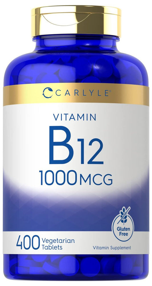 Carlyle Vitamin B12 1000 mcg | 400 Tabletten | Vegetarisches, Nicht-GVO, Glutenfreies Nahrungsergänzungsmittel
