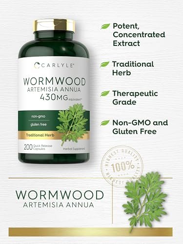 Carlyle Wermut Kapseln | Artemisia Annua Kraut | 200 Stück | Non-GMO & Glutenfrei Nahrungsergänzungsmittel