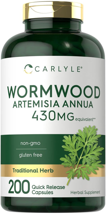 Carlyle Wermut Kapseln | Artemisia Annua Kraut | 200 Stück | Non-GMO & Glutenfrei Nahrungsergänzungsmittel