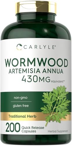 Carlyle Wermut Kapseln | Artemisia Annua Kraut | 200 Stück | Non-GMO & Glutenfrei Nahrungsergänzungsmittel