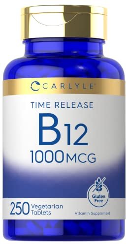 Carlyle B12 Vitamin 1000 mcg | 250 Tabletten | Zeitfreisetzung | Cyanocobalamin | Vegetarisch, Non-GMO & Glutenfrei