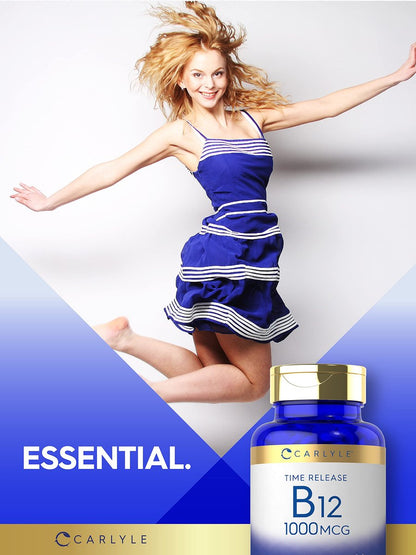 Carlyle B12 Vitamin 1000 mcg | 250 Tabletten | Zeitfreisetzung | Cyanocobalamin | Vegetarisch, Non-GMO & Glutenfrei