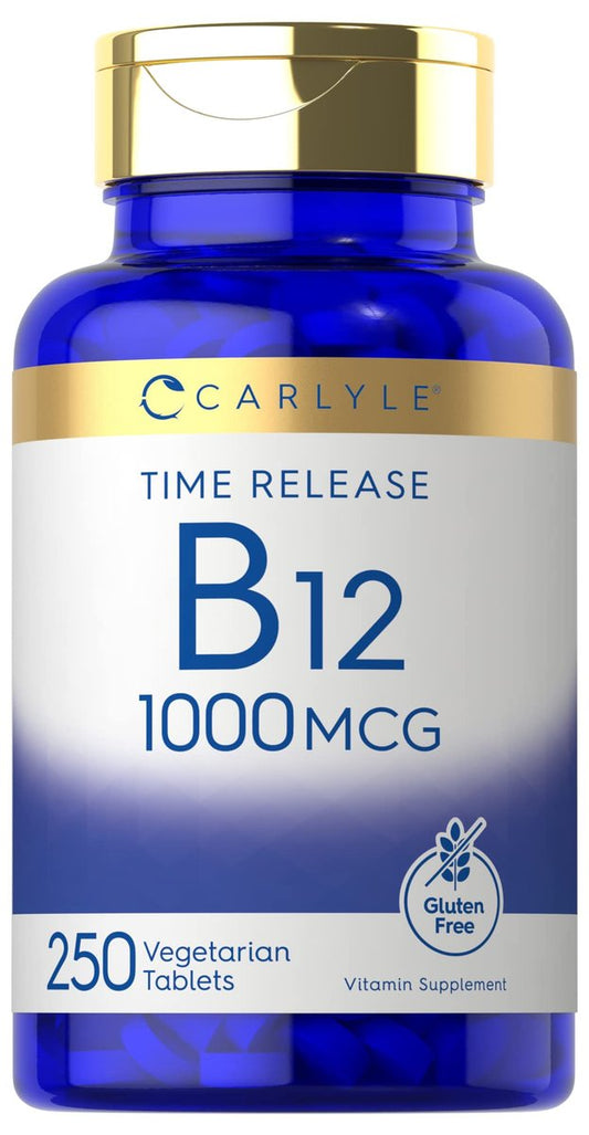 Carlyle B12 Vitamin 1000 mcg | 250 Tabletten | Zeitfreisetzung | Cyanocobalamin | Vegetarisch, Non-GMO & Glutenfrei