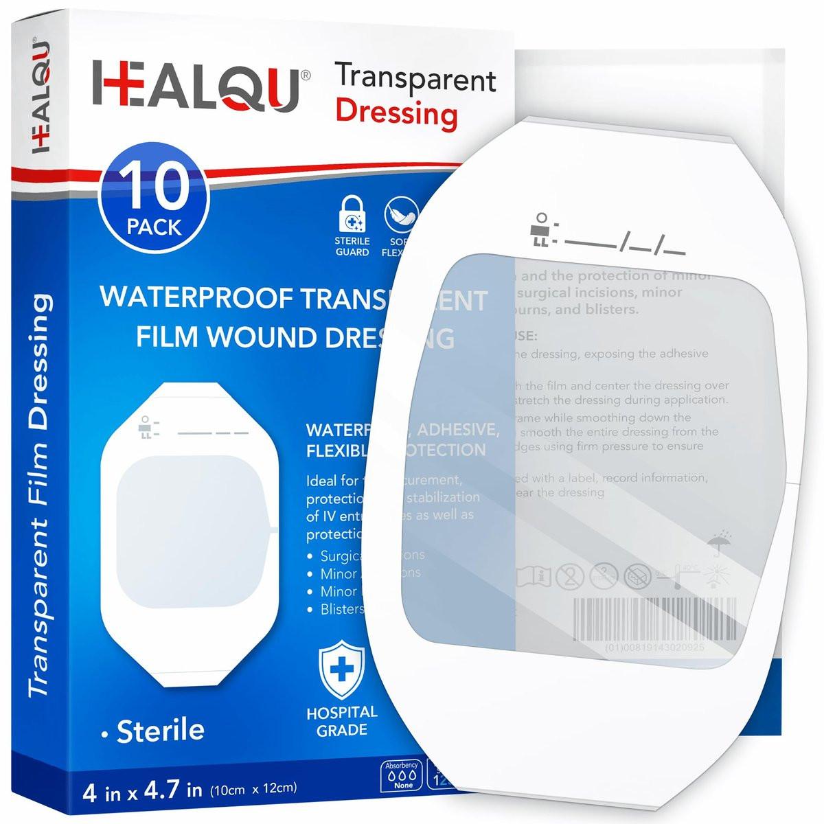 Transparente Wundauflage 10 x 12 cm (10er-Pack) – wasserdichte, atmungsaktive Folienverbände für postoperative Pflege, IV-Abdeckung, Tattoo-Nachsorge von HEALQU