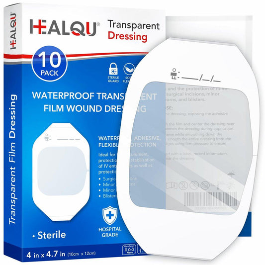 Transparente Wundauflage 10 x 12 cm (10er-Pack) – wasserdichte, atmungsaktive Folienverbände für postoperative Pflege, IV-Abdeckung, Tattoo-Nachsorge von HEALQU