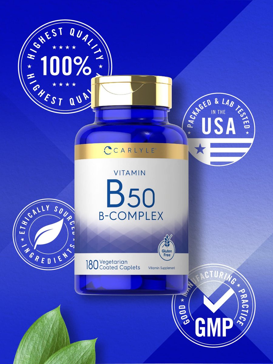 Carlyle Vitamin B50 Komplex | 180 Tabletten | Vegetarisch, Nicht-GVO, Glutenfrei