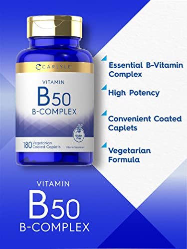 Carlyle Vitamin B50 Komplex | 180 Tabletten | Vegetarisch, Nicht-GVO, Glutenfrei