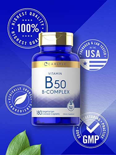 Carlyle Vitamin B50 Komplex | 180 Tabletten | Vegetarisch, Nicht-GVO, Glutenfrei