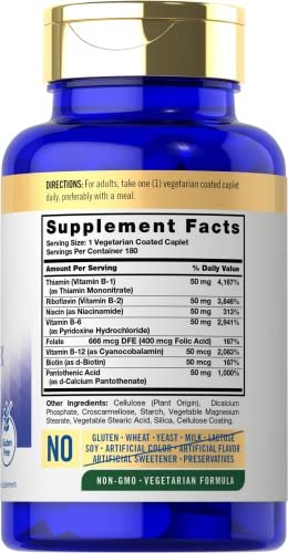 Carlyle Vitamin B50 Komplex | 180 Tabletten | Vegetarisch, Nicht-GVO, Glutenfrei