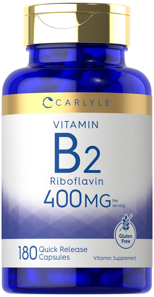 Carlyle Vitamin B-2 400 mg | 180 Kapseln | Nicht-GVO, Glutenfrei | B2 Riboflavin Nahrungsergänzungsmittel