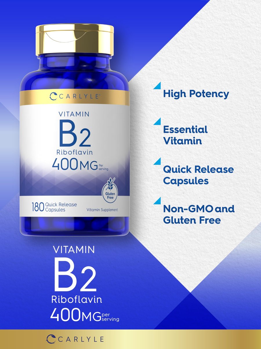 Carlyle Vitamin B-2 400 mg | 180 Kapseln | Nicht-GVO, Glutenfrei | B2 Riboflavin Nahrungsergänzungsmittel