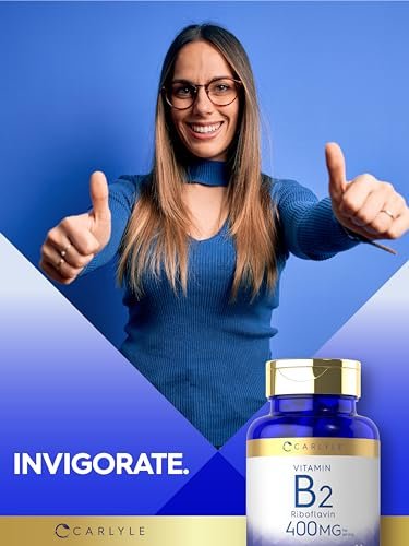 Carlyle Vitamin B-2 400 mg | 180 Kapseln | Nicht-GVO, Glutenfrei | B2 Riboflavin Nahrungsergänzungsmittel