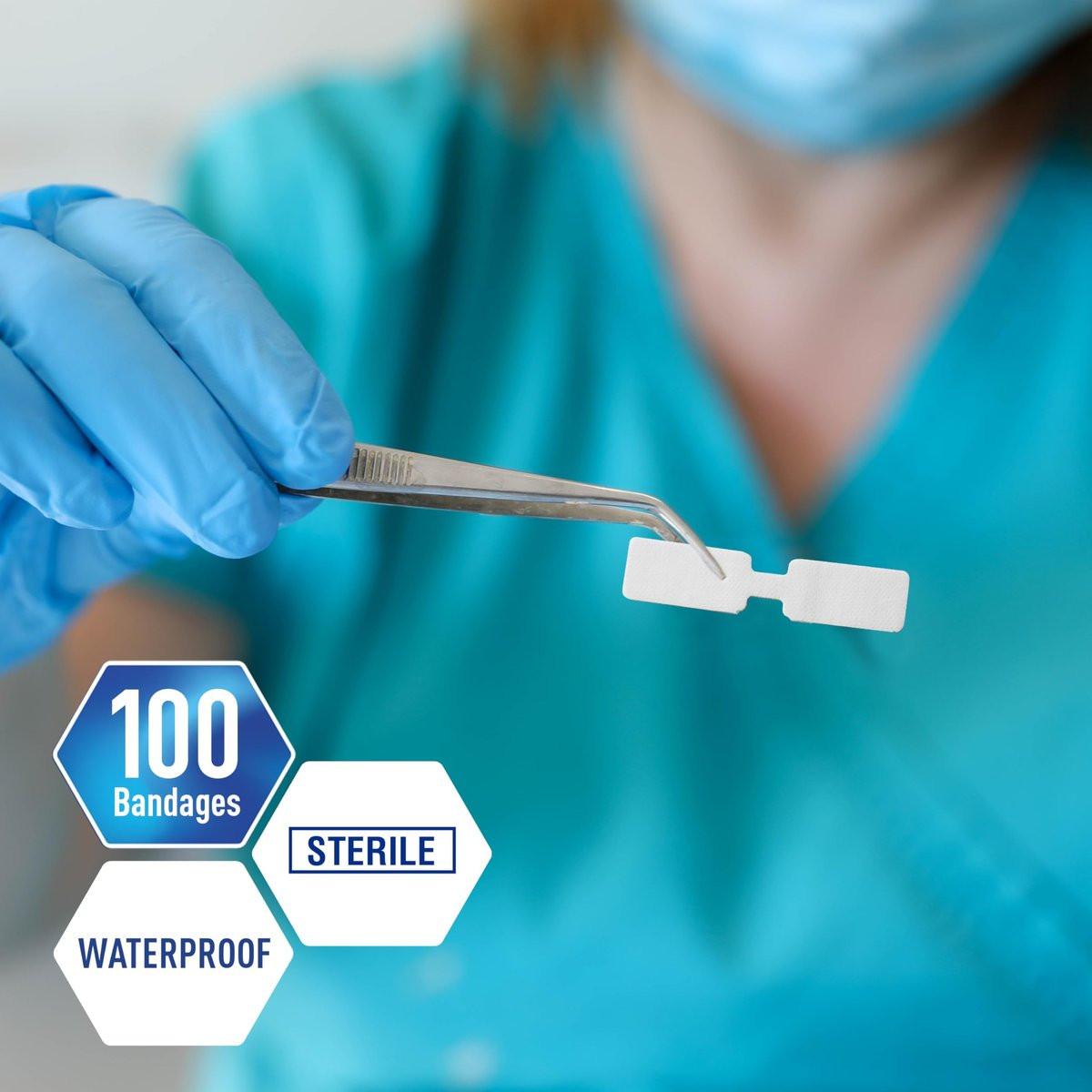 MED PRIDE Butterfly Wundverschlussstreifen – 100 sterile, hypoallergene, latexfreie Pflaster für Schnitte und Verletzungen (Medium)